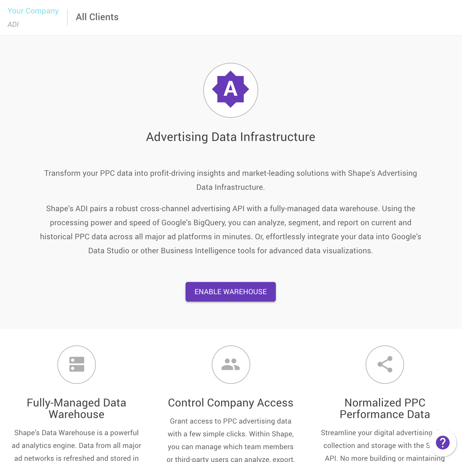 Image showing how to generate a PPC data warehouse in Shape